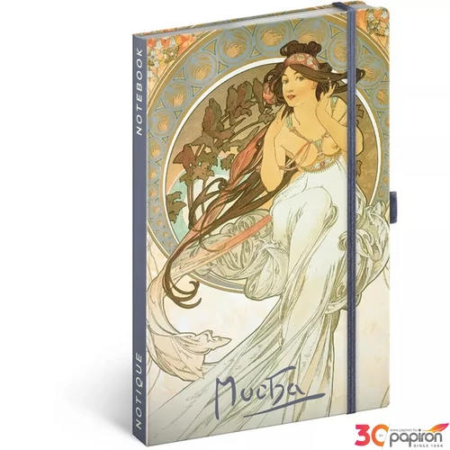 Notesz 13x21cm Alphonse Mucha – Music, lined Realsystem 2025 kollekció!