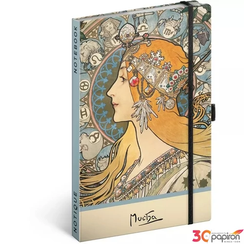 Notesz 13x21cm Alphonse Mucha – Zodiac, dotted Realsystem 2025 kollekció!
