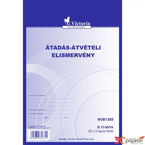 Ny B 13-69/V átvételi elismerv Átadás-átvételi elismervény 25x3 NVB1368