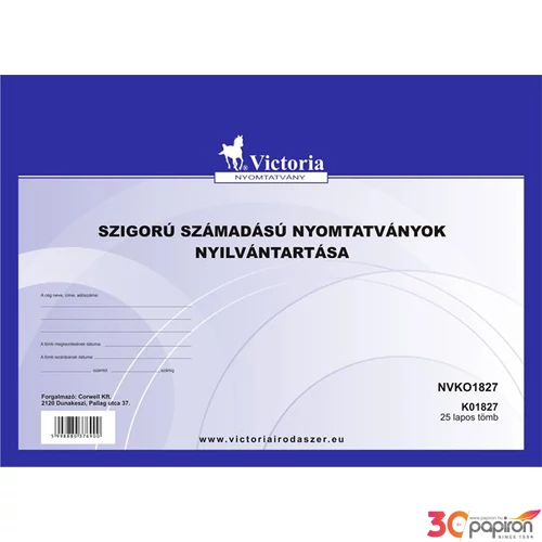 Ny K01827 C Szigorú számadású nyomtatványok nyilvánt 25 lapos