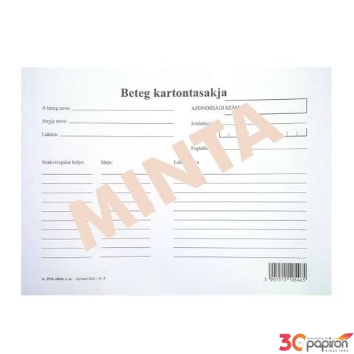 Ny A 3510-104/B betegkarton Beteg kartontasak A5 fekvő Pátria