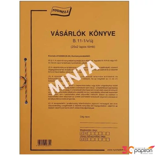 Ny B.11-1/V/ÚJ Vásárlók könyv A4 20X3pl Vásárlók könyve