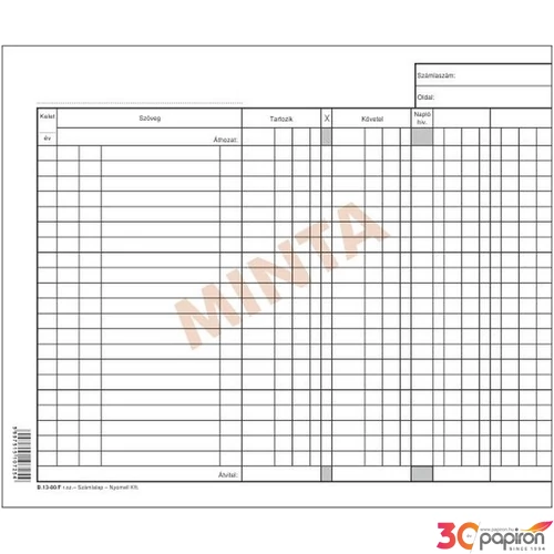 Ny. B.13-80/F Számlalap fekvő 210x250mm 120g/m2 ofszet