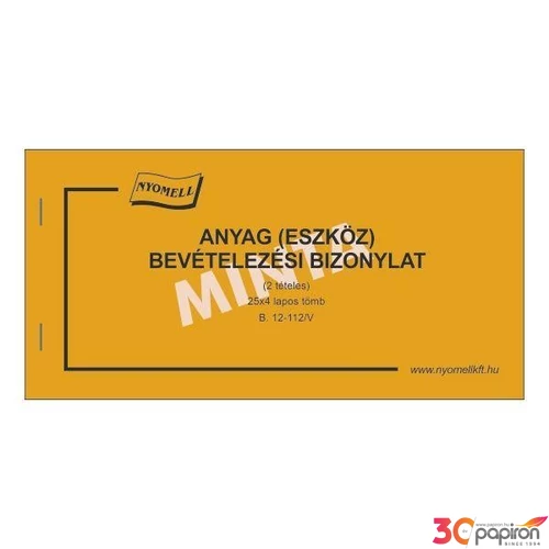 Ny B 12-112/V készlet bev.biz. anyag/eszköz 2tételes, fekvő, 24x4pl '