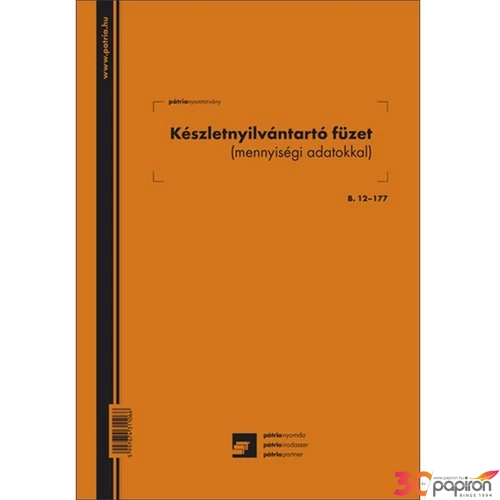 Ny B 12-177 készlet nyilvántar Készletnyilvántartó füzet