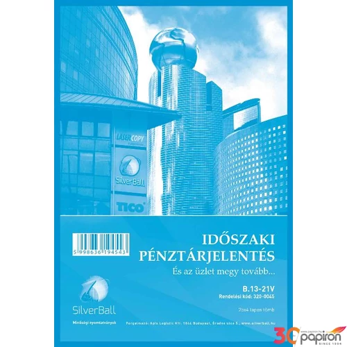Ny B 13-21/V pénztárjelentés C Időszaki pénztárjelentés A4 25x4 NVB1321V