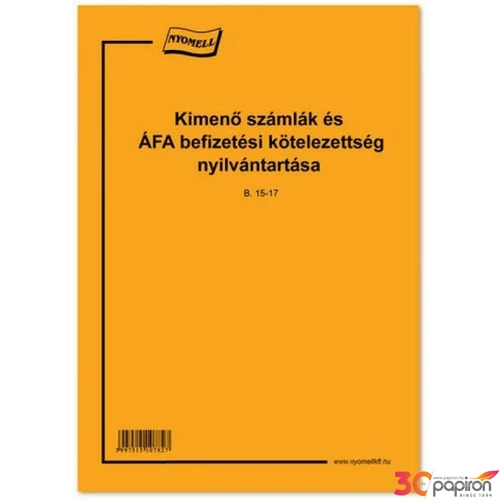 Ny B 15-17 Kimenő számlák és az ÁFA b. kötelezettség nyilvántartása