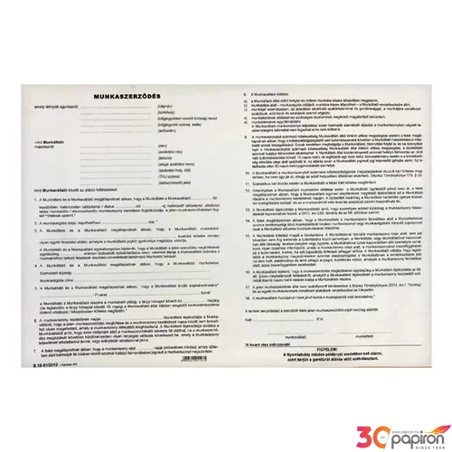 Ny B 18-51 munkaszerződés Munkaszerződés 3lapos