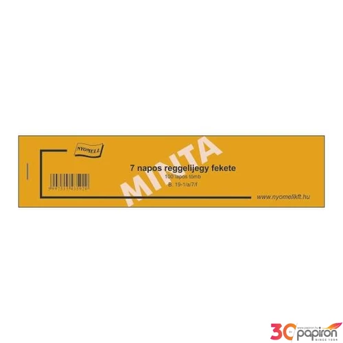 Ny B 19-1/A/7/F reggelijegy Reggelijegy 7 napos fekete