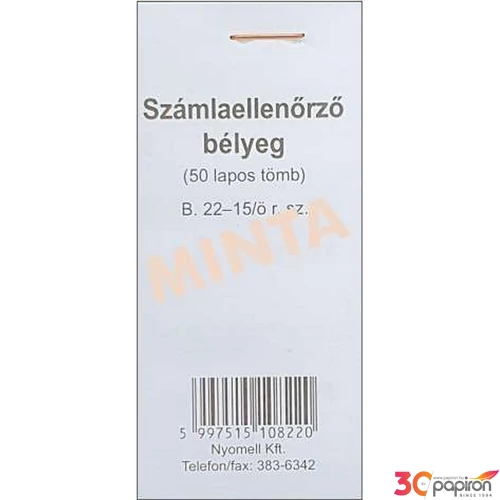 Ny B 22-15/ö Ellenőrző bélyeg 50 lapos 45x100 mm C