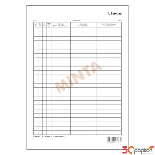 Ny C 3341-31/I Betétlap I