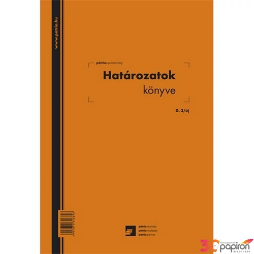Ny D 3/új határozatok könyve Határozatok könyve