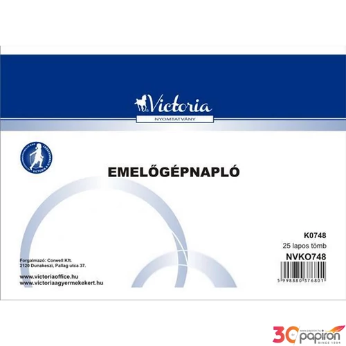 Ny D E 938 emelőgépnapló Emelőgépnapló KO748 NVKO747
