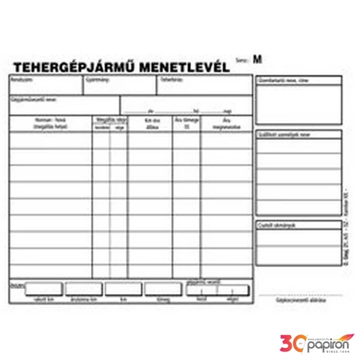 Ny. D Gépj 21 A5 menetlevél Tehergépjármű menetlevél A5 100lapos