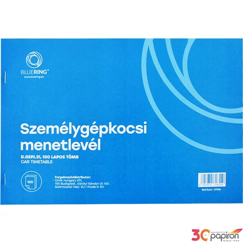 Ny D Gépj 31 A4 menetlevél személygépkocsi menetlevél A4