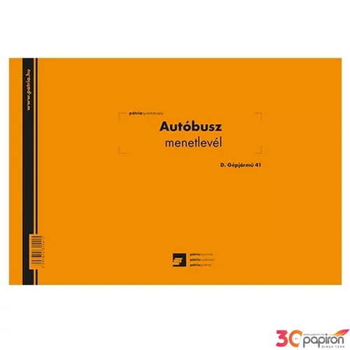 Ny D Gépj 41/u menetlevél Autóbusz menetlevél A4 100lapos