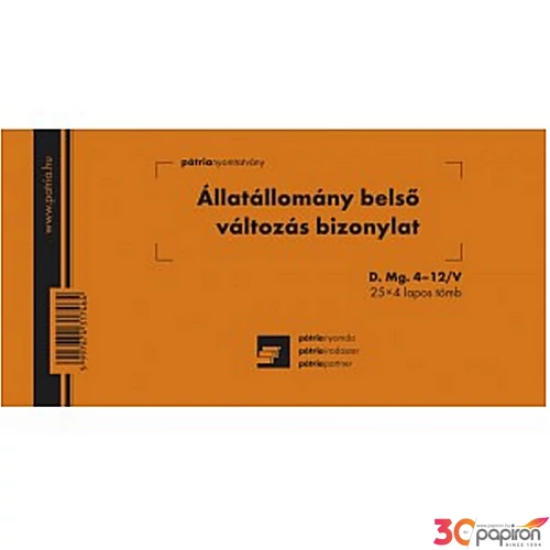 Ny D Mg 4-12/V belső változás Állatállomány belső változás bizonylat 25x4pl