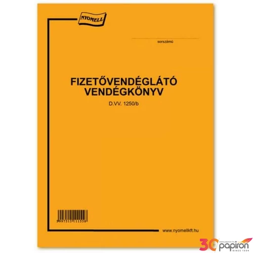 Ny D W 1250/B vendégkönyv Fizetővendéglátó vendégkönyv