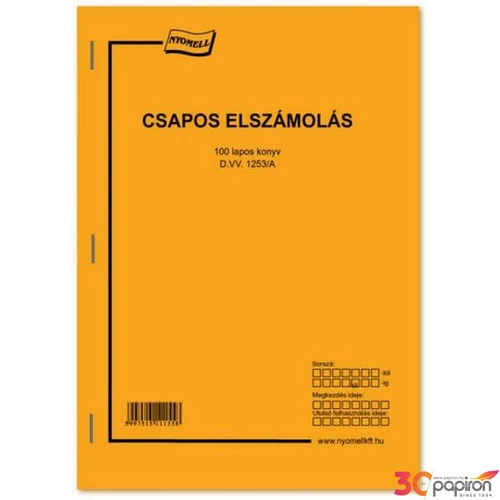 Ny DVV 1253/A csapos elszámolá Csapos elszámolás