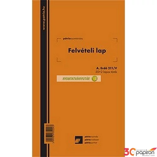 NY Felvételi lap ipari fához 50x2 lapos tömb