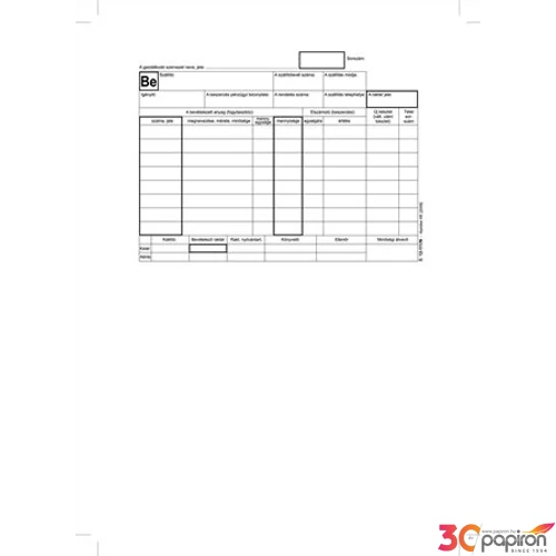 Ny B 12-111/V Készlet bev.biz. anyag/eszköz 8 tételes, fekvő A5, 25x4pl NVB12111