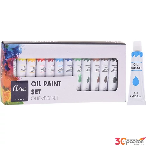 Olajfesték tubusos Artis '24 10x12ml színű művész festék fekete, kpm okker,piros, fehér, sárga, kék, zöld