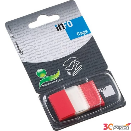 Oldaljelölő műanyag Info Notes Flag 25x43 mm 50 lapos piros
