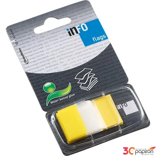 Oldaljelölő műanyag Info Notes Flag 25x43 mm 50 lapos sárga