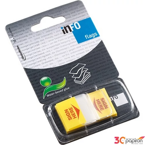 Oldaljelölő műanyag Info Notes Flag 25x43mm 50 lapos aláírás ikon