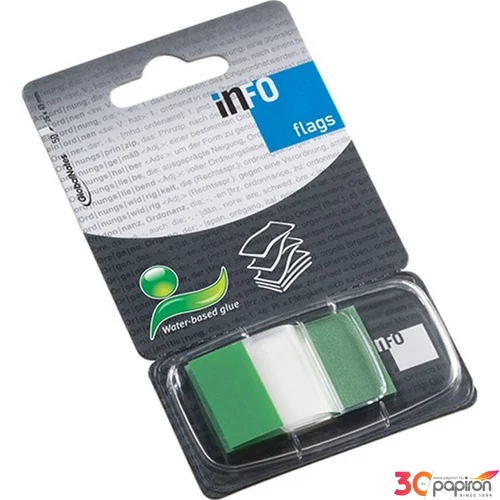 Oldaljelölő műanyag Info Notes Flag 25x43mm 50lapos áttetsző zöld