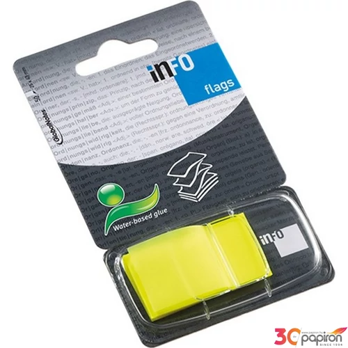 Oldaljelölő műanyag Info Notes Info Flag 25x43 mm 50 lapos sárga