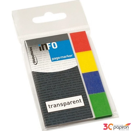 Oldaljelölő papír Info Notes 20x50mm 4x40 lapos áttetsző színes