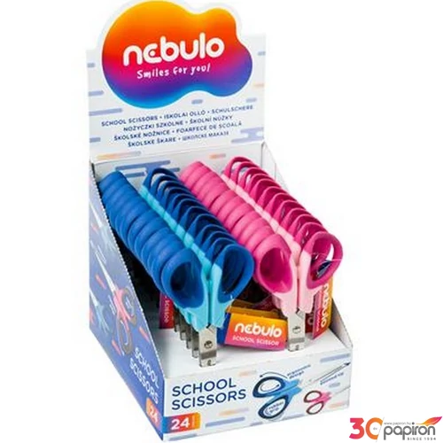 Olló 14 cm Nebulo Hegyes iskolai ergonómikus minőségi jobbkezes olló
