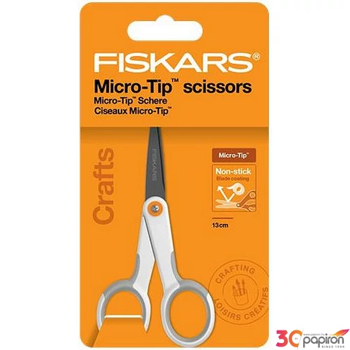 Olló általános tapadásmentes 13cm FISKARS MicroTip Titanium fehér