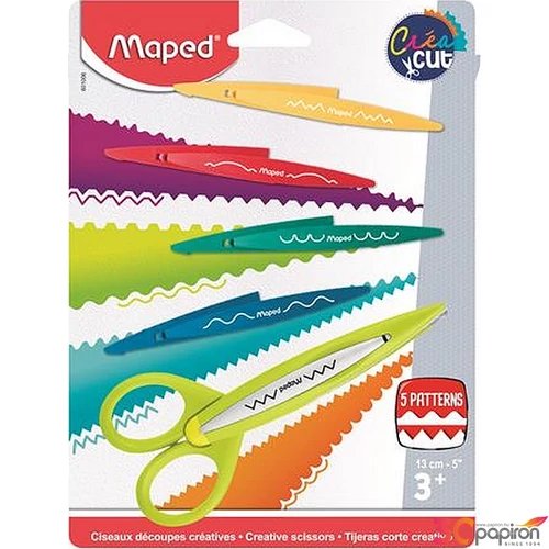 Olló 13cm Maped Créa kreatív Cut cikkcakk olló + 5 mintával Irodai kiegészítők MAPED 601006