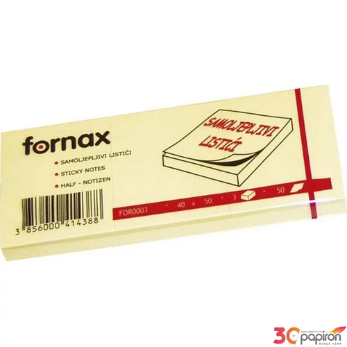 Öntapadós jegyzetömb 3x40X50 100lapos, sárga 40x50mm 1csom/3tömb Fornax