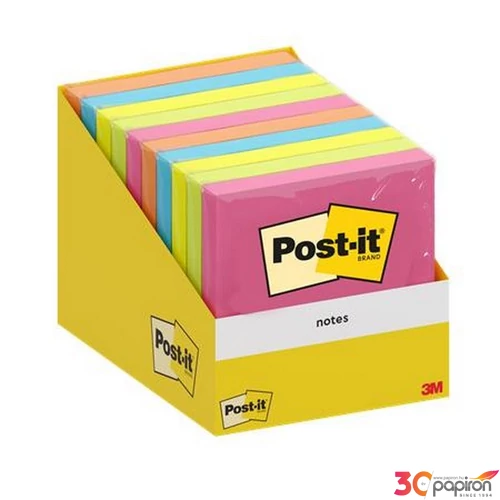 Öntapadós jegyzettömb 3MPostit 76x76 mm, 100 lap, vegyes szín