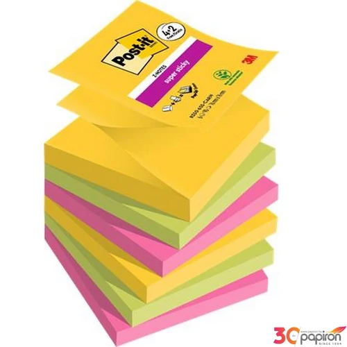 Öntapadós jegyzettömb 3MPostit Z,76x76 mm, 4+2x90 lap, Carnival, vegyes