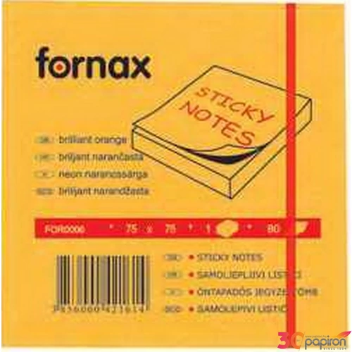 Öntapadós jegyzettömb 75x75 C Fornax neon narancs 80 lap