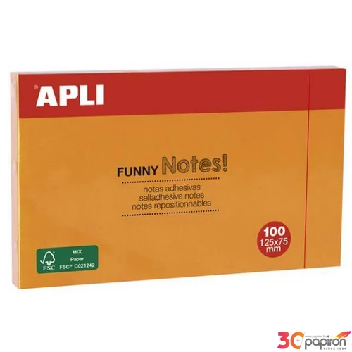 Öntapadós jegyzettömb Apli 125x75mm, 100 lap, Funny, narancssárga LNP15005
