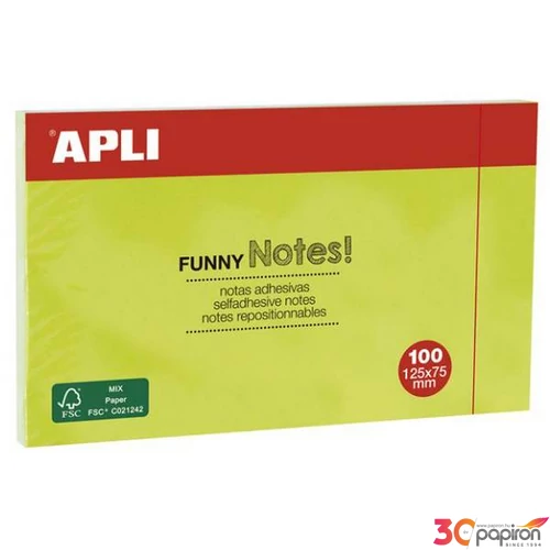 Öntapadós jegyzettömb Apli 125x75mm, 100 lap, Funny, zöld LNP15004