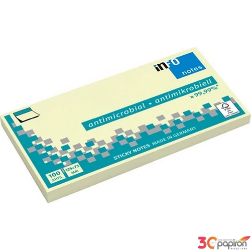 Öntapadós jegyzettömb Info Notes 125x75 mm 100 lapos sárga antimikrobiális