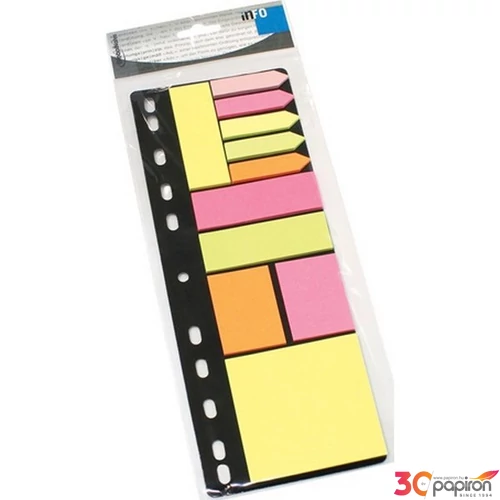 Öntapadós jegyzettömb Info Notes 315x120 mm vegyes színek gyűrűs betéten