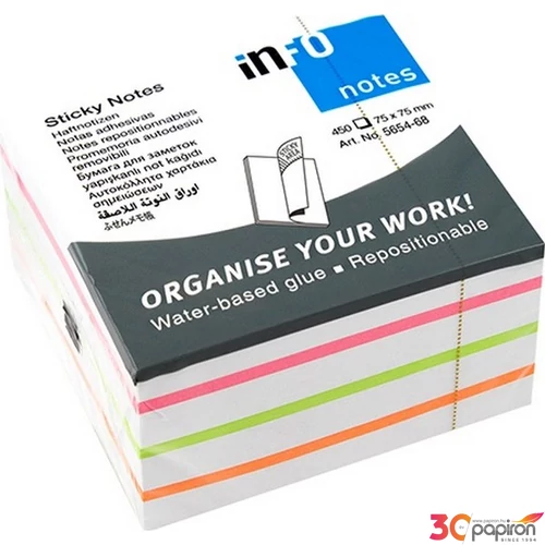 Öntapadós jegyzettömb Info Notes Mix 75x75mm 450 lapos fehér-színes
