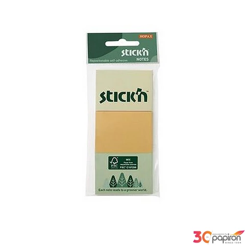 Öntapadós jegyzettömb Stick N 38x51 mm, 3x100 lap, pasztell színek
