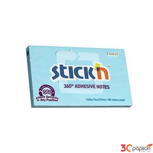 Öntapadós jegyzettömb Stick N 76x127 mm, 100 lap, 360, kék