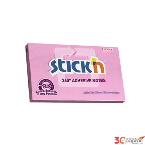 Öntapadós jegyzettömb Stick N 76x127 mm, 100 lap, 360, rózsaszín