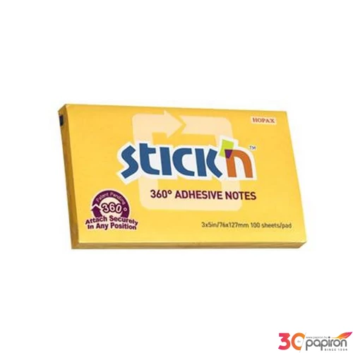 Öntapadós jegyzettömb Stick N 76x127 mm, 100 lap, 360, sárga
