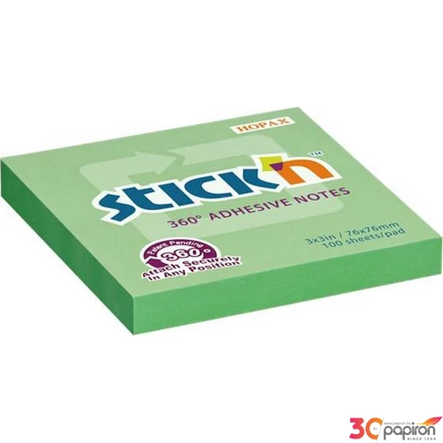 Öntapadós jegyzettömb Stick N 76x76 mm, 100 lap, 360, zöld