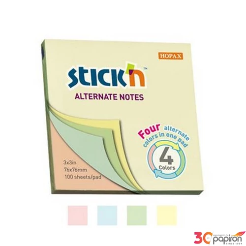 Öntapadós jegyzettömb Stick N 76x76 mm, 100 lap, pasztell színek
